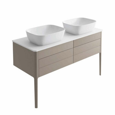 Plum&clay Sutton Grey Floor Standing Double Basin Bathroom Vanity Unit With Ceramic Worktop (W)1180mm (H)700mm - image 1
