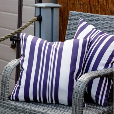 Gardenwize Pair Of Outdoor Garden Sofa Chair Furniture Scatter Cushions- Blue Stripe - image 1