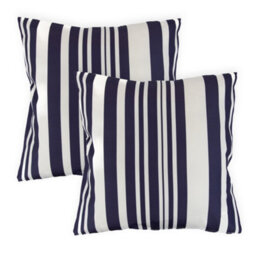 Gardenwize Pair Of Outdoor Garden Sofa Chair Furniture Scatter Cushions- Blue Stripe - thumbnail 2