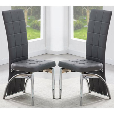 Furniture in Fashion Ravenna Grey Faux Leather Dining Chairs In Pair - image 1