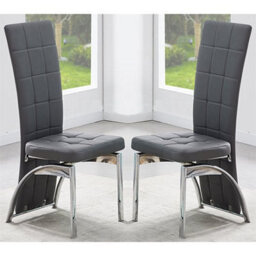 Furniture in Fashion Ravenna Grey Faux Leather Dining Chairs In Pair