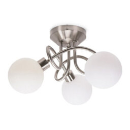 Valuelights Velika Chrome 3 Way Flush Ceiling Light With White Frosted Glass Lampshades