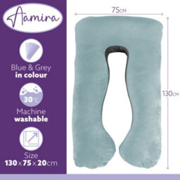 Aamira U Shaped Pregnancy Pillow Blue & Grey, 135X75X20Cm Shredded Memory Foam Full Body Maternity Cushion For Sleeping - thumbnail 8