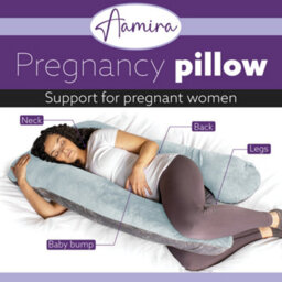 Aamira U Shaped Pregnancy Pillow Blue & Grey, 135X75X20Cm Shredded Memory Foam Full Body Maternity Cushion For Sleeping - thumbnail 2