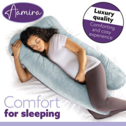 Aamira U Shaped Pregnancy Pillow Blue & Grey, 135X75X20Cm Shredded Memory Foam Full Body Maternity Cushion For Sleeping - thumbnail 4