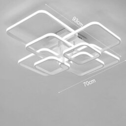 Living And Home White Frame Square Contemporary Led Low Energy Semi Flush Ceiling Light Fixture Cool White 93Cm - thumbnail 5