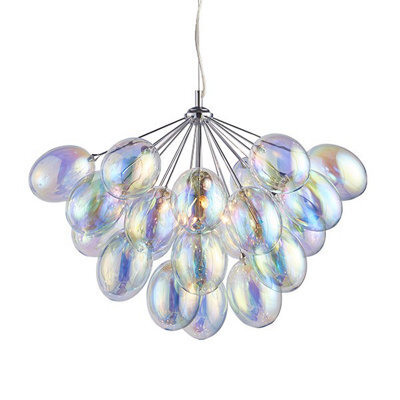 Luminosa Lighting Luminosa Infinity Pendant Chrome Effect Plate & Dichroic Glass 6 Light Dimmable Ip20 - G9