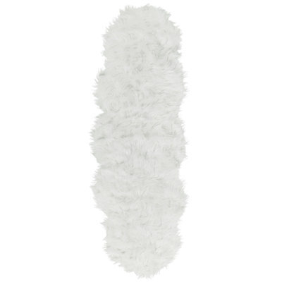 Beliani Faux Fur Rug Mamungari White 60 X 180 Cm - image 1