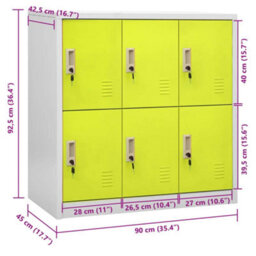Vidaxl Locker Cabinet Light Grey And Green 90X45X92.5 Cm Steel - thumbnail 8