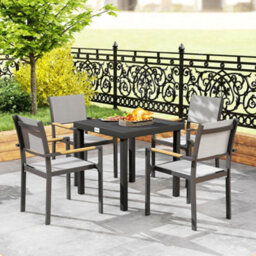 Outsunny 78 Cm Garden Dining Table For 4, Square Outdoor Side Table, Black - thumbnail 9