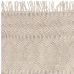 Handmade Easy To Clean Kilim Modern Wool Ivory Geometric Striped Wool Rug For Living Room & Bedroom-200Cm X 290 Cm - thumbnail 4