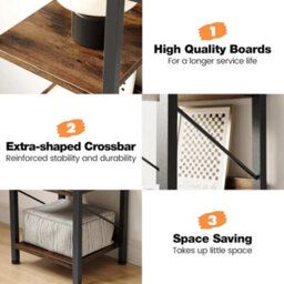 Narrow Bookshelf Bookcase 6 Tier Storage Rack Corner Shelf Metal Display Stand - thumbnail 4