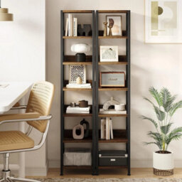 Narrow Bookshelf Bookcase 6 Tier Storage Rack Corner Shelf Metal Display Stand - thumbnail 6