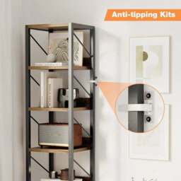 Narrow Bookshelf Bookcase 6 Tier Storage Rack Corner Shelf Metal Display Stand - thumbnail 5