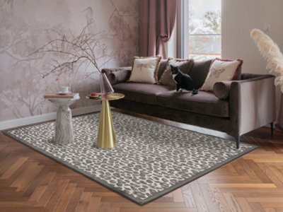 Mayfair Living Room Area Rug Metallic Sheen Contemporary Modern Leopard Design - Black 160Cm X 230Cm - image 1