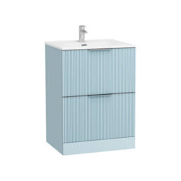 Royal Bathrooms Evora 700mm Powder Blue Fluted Floor Standing Bathroom Vanity Unit 2 Drawer Cabinet With Ceramic Basin - thumbnail 6