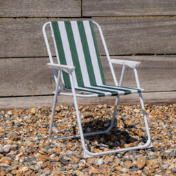 Harbour Housewares Folding Metal Beach Chairs - Green Stripe - Pack Of 4 - thumbnail 6