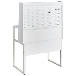 Wyld And Coco Novahome Office Desk White With Pegboard Wall And Open Shelves, Compact Space-Saving Desk - thumbnail 5