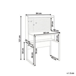 Wyld And Coco Novahome Office Desk White With Pegboard Wall And Open Shelves, Compact Space-Saving Desk - thumbnail 4