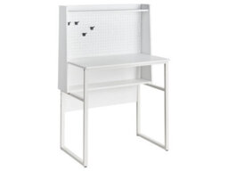 Wyld And Coco Novahome Office Desk White With Pegboard Wall And Open Shelves, Compact Space-Saving Desk - thumbnail 3