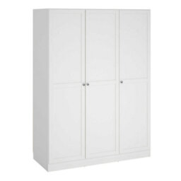 Wyld Haus Cherryfern 3-Door White Wooden Wardrobe Framed Matt Finish Tall - thumbnail 4