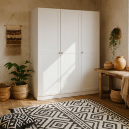 Wyld Haus Cherryfern 3-Door White Wooden Wardrobe Framed Matt Finish Tall - thumbnail 1