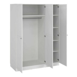 Wyld Haus Cherryfern 3-Door White Wooden Wardrobe Framed Matt Finish Tall - thumbnail 7