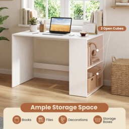 Gainoom Writing Desk Modern Wooden Office Desk With Ample Legroom Compact Computer Workstation For Small Spaces White - thumbnail 6