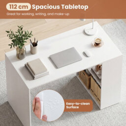 Gainoom Writing Desk Modern Wooden Office Desk With Ample Legroom Compact Computer Workstation For Small Spaces White - thumbnail 8