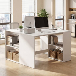 Gainoom Writing Desk Modern Wooden Office Desk With Ample Legroom Compact Computer Workstation For Small Spaces White - thumbnail 4