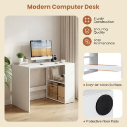 Gainoom Writing Desk Modern Wooden Office Desk With Ample Legroom Compact Computer Workstation For Small Spaces White - thumbnail 3