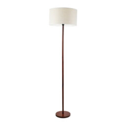 Valuelights Heather Dark Wood Stem Floor Lamp With Natural White Trim Drum Shade And Led Bulb - thumbnail 2