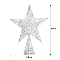 Living And Home Silver Glittered Wrought Iron Christmas Tree Topper Xmas Star Ornament Home Decor 25Cm (W) X 35Cm (H) - thumbnail 6