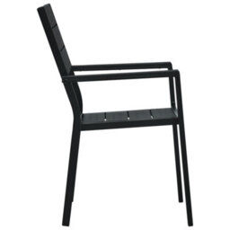 Vidaxl Garden Chairs 4 Pcs Black Hdpe Wood Look - thumbnail 4