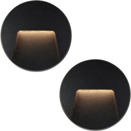 2 Pack Round Outdoor Ip65 Pathway Guide Light - Indirect Cct Led - Black Abs
