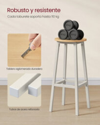 LEDREM Bar Stools Set Of 2, Kitchen Stools, Bar Chairs With Metal Frame And Footrest, Easy To Assemble, 74 Cm High, For Kitchen, - thumbnail 4