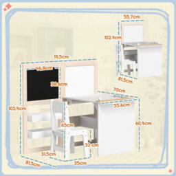Aiyaplay 3 In 1 Kids Table And Chair Set With Whiteboard And Blackboard - thumbnail 3