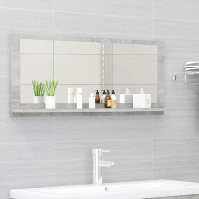 Berkfield Bathroom Mirror Concrete Grey 90X10.5X37 Cm Engineered Wood - image 1
