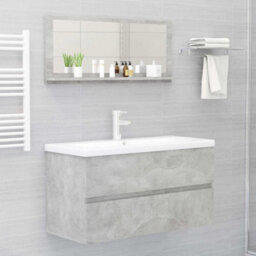 Berkfield Bathroom Mirror Concrete Grey 90X10.5X37 Cm Engineered Wood - thumbnail 4