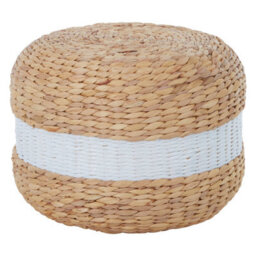 Orsina White Stripe Seagrass Pouffe, Comfortable Footrest Seagrass Pouffe,easy To Move Woven Stool, Versatile Stool - thumbnail 5