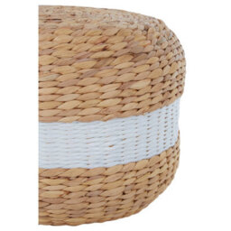 Orsina White Stripe Seagrass Pouffe, Comfortable Footrest Seagrass Pouffe,easy To Move Woven Stool, Versatile Stool - thumbnail 6
