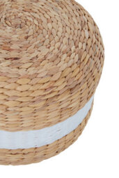 Orsina White Stripe Seagrass Pouffe, Comfortable Footrest Seagrass Pouffe,easy To Move Woven Stool, Versatile Stool - thumbnail 3