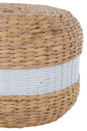 Orsina White Stripe Seagrass Pouffe, Comfortable Footrest Seagrass Pouffe,easy To Move Woven Stool, Versatile Stool - thumbnail 2