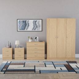 Lassic Vida Designs Riano 4 Piece Bedroom Set (2 Drawer Bedside Chest, 4 Drawer Chest, 3 Door Wardrobe), Pine - thumbnail 7