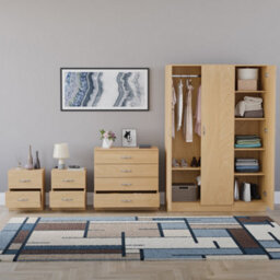 Lassic Vida Designs Riano 4 Piece Bedroom Set (2 Drawer Bedside Chest, 4 Drawer Chest, 3 Door Wardrobe), Pine - thumbnail 2