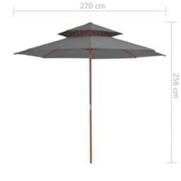 Berkfield Double Decker Parasol With Wooden Pole 270 Cm Anthracite - thumbnail 7