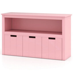 Durable Room Organizer Bedroom 3-Drawer Storage Cabinet-Pink - thumbnail 1