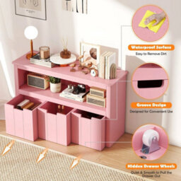 Durable Room Organizer Bedroom 3-Drawer Storage Cabinet-Pink - thumbnail 4