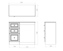 Vittoria Ready Assembled Matt Cream Oak Effect Vanity 3 Drawer Desk (H)795mm (W)415mm (D)415mm - thumbnail 4