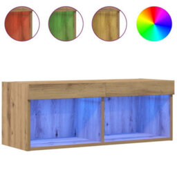Walplus Tv Cabinet 2 Pcs Artisan Oak 80 X 30 X 30 Cm Engineered Wood - thumbnail 4